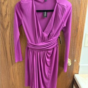 Express Fuchsia Long Sleeve Dress